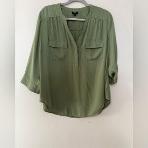 Torrid Olive Blouse with Pockets